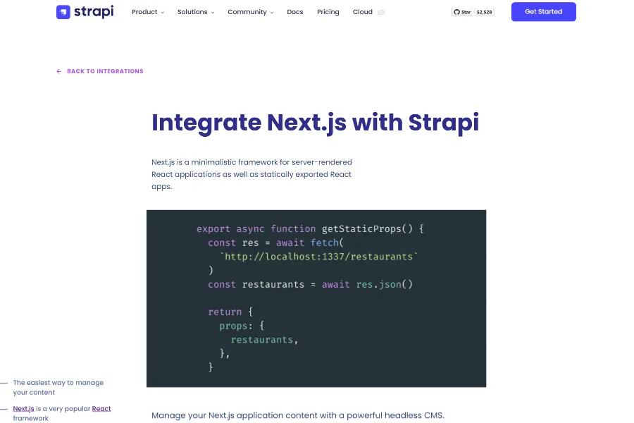 strapi - best cms for nextjs