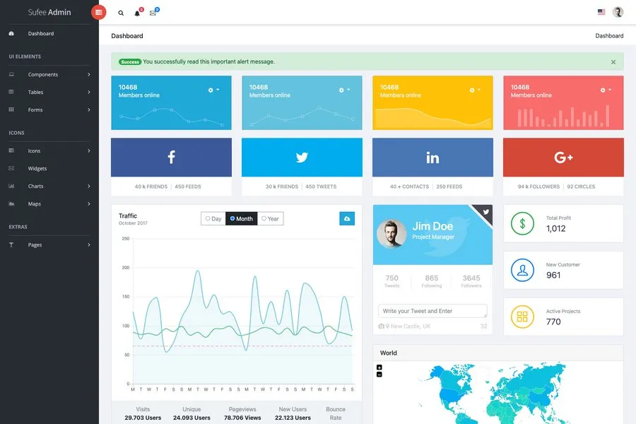 sufee free simple admin panel dashboard template