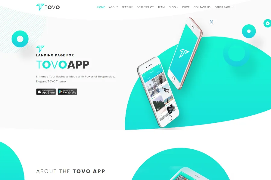  tovo react website template