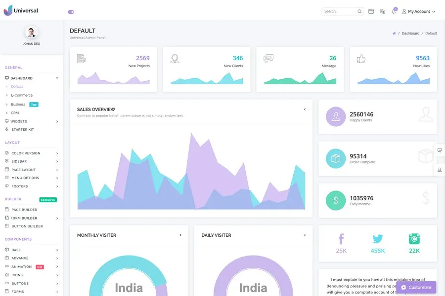 Universal - React Admin Dashboard Theme