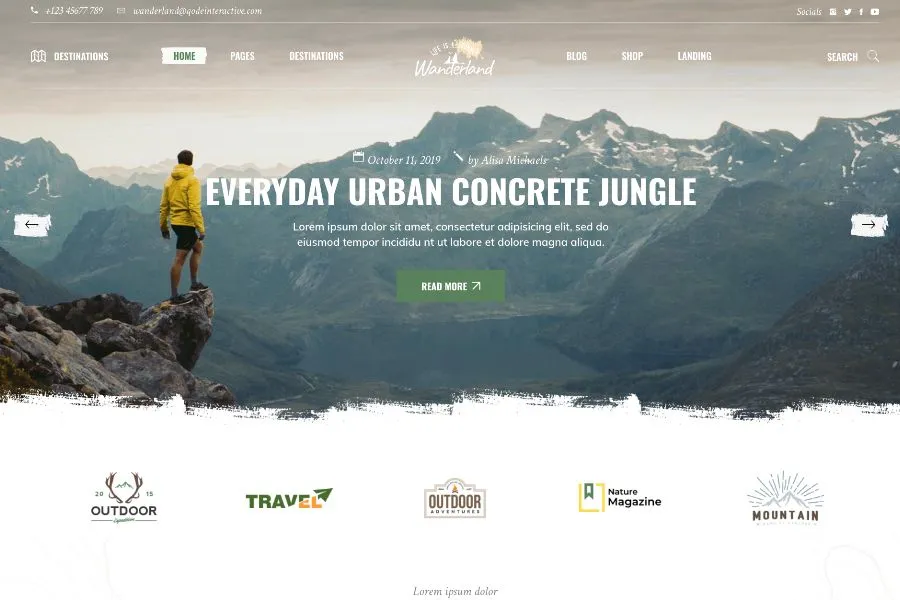 Wanderland - travel blog template