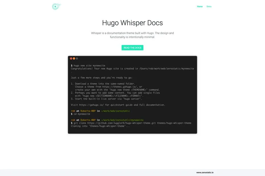 whisper hugo theme