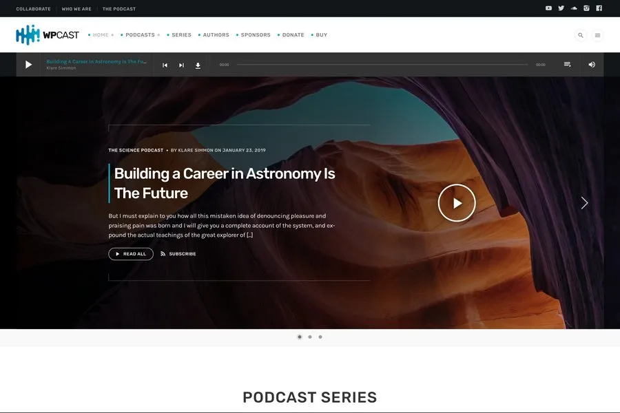 wpcast trending podcast website template