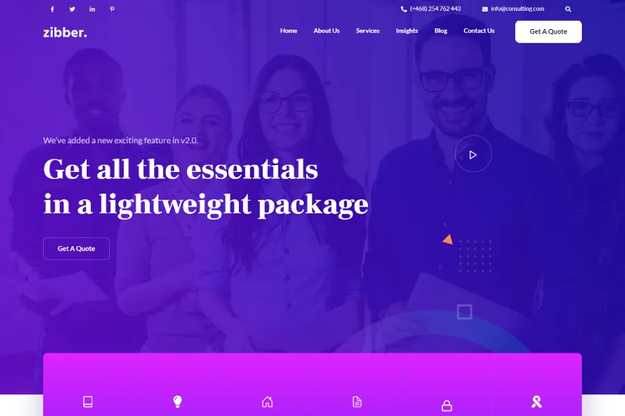 zibber react website template